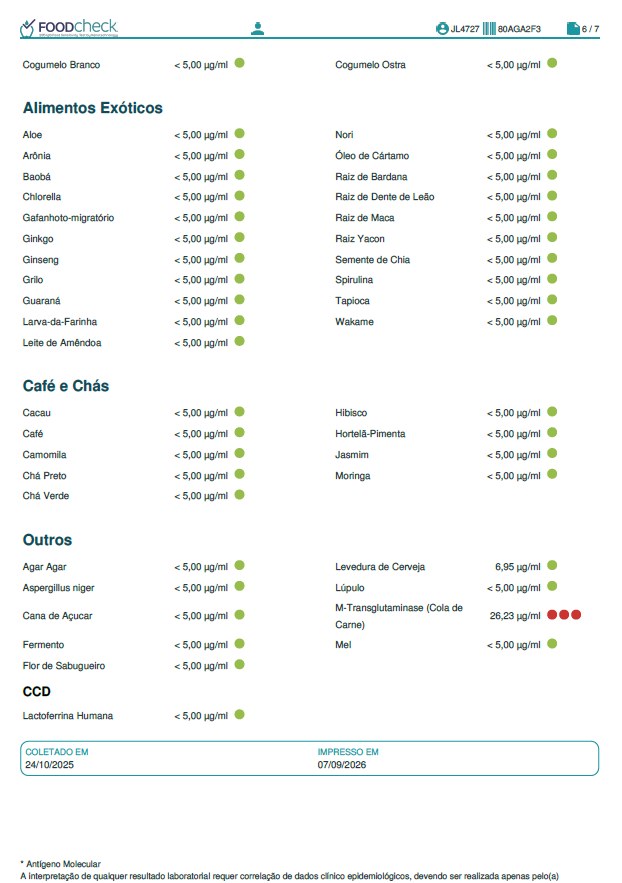 Página 6 do laudo FoodCHECK